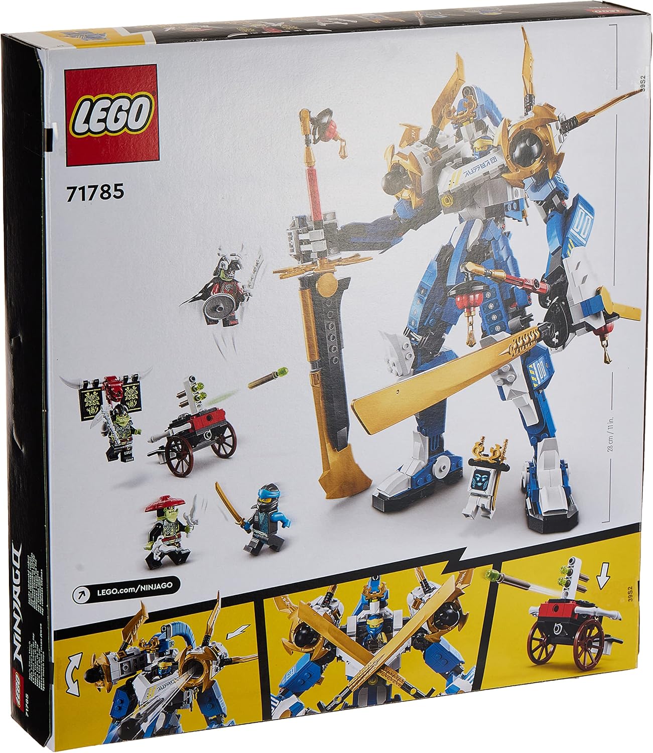 LEGO Ninjago Jays Titan Mech, Ninja Playset with Jay, Nya and Green Skeleton Warrior Mini Figures, Birthday Gift for Children from 9 Years 71785