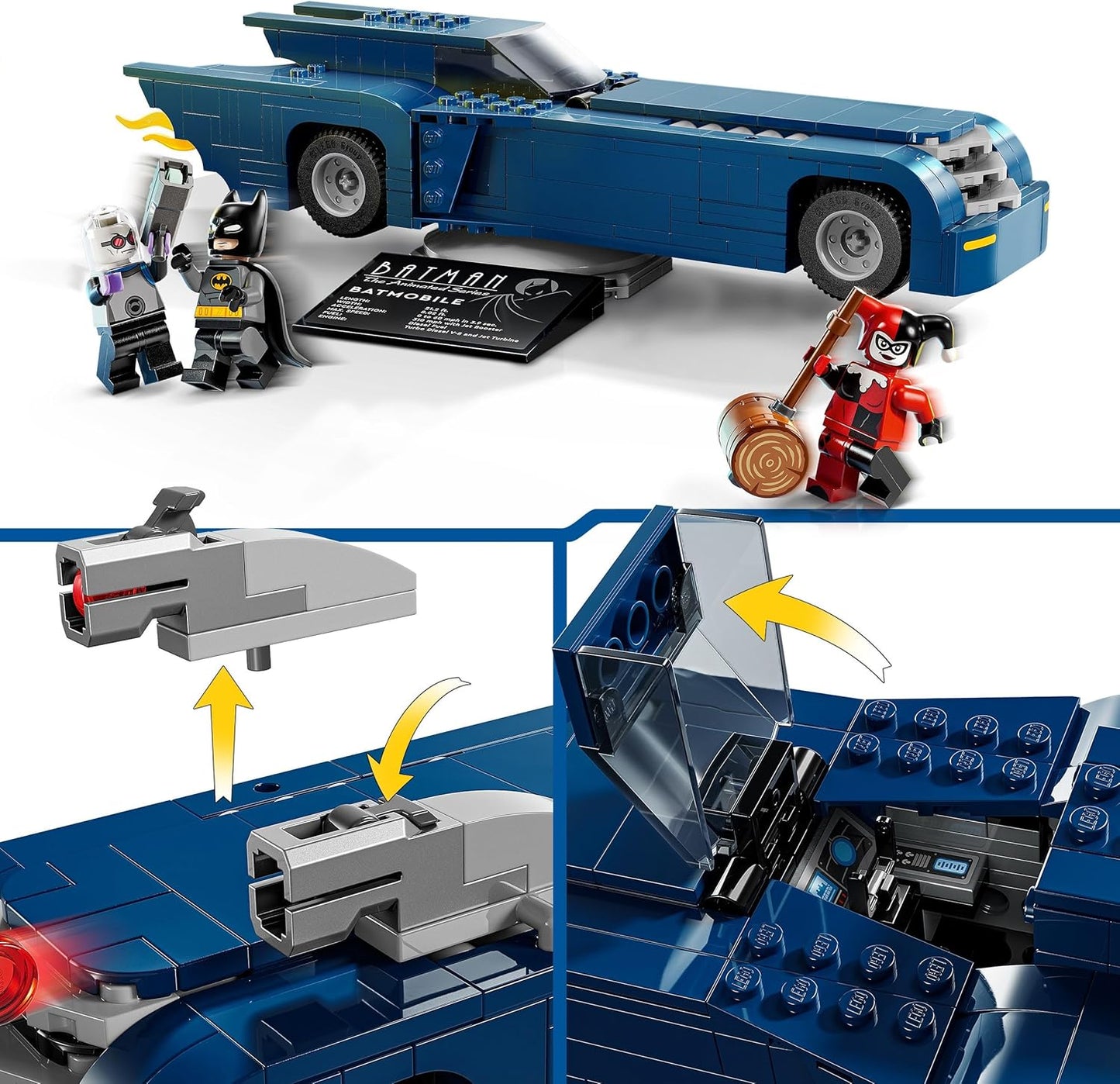 LEGO DC Batman: Batman in Batmobile vs. Harley Quinn and Mr. Freeze Toy Car from the Cartoon Series for Children, Gift for Boys and Girls from 8 Years 76274