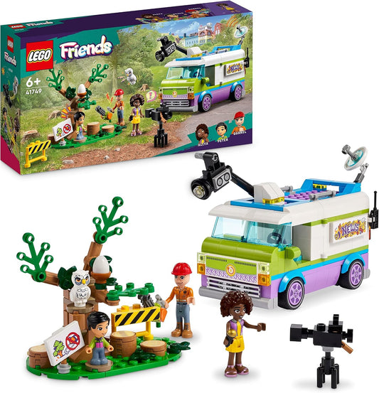 LEGO 41749 Friends Nachrichtenwagen, Tierrettung-Spielzeug-Set, Nachrichten filmen und berichten mit Spielzeug-LKW, Eulen-Figur & Aliya Mini-Puppe, Geschenk für Mädchen, Jungen und Kinder ab 6 Jahren