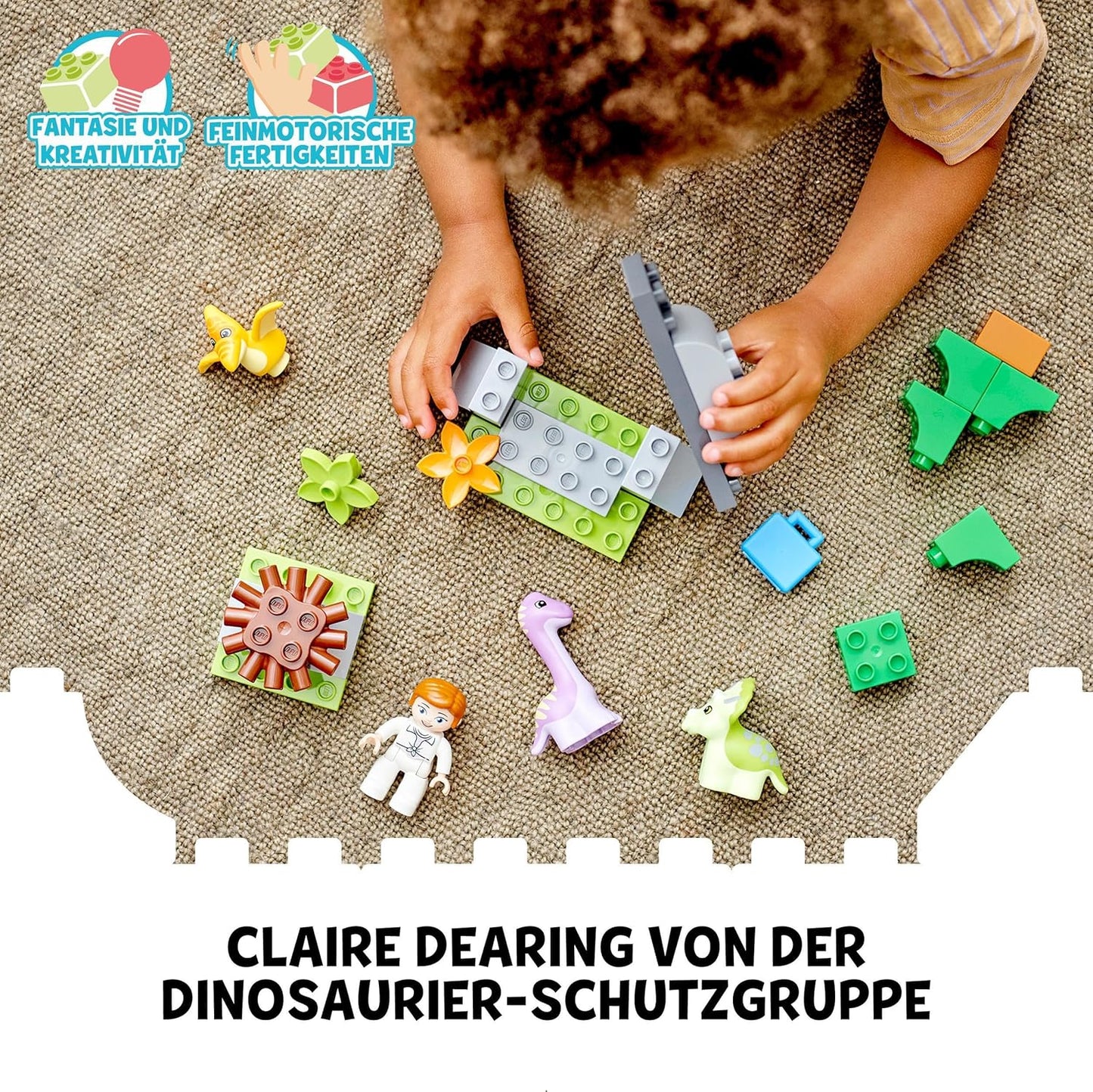 LEGO 10938 DUPLO Jurassic World Dinosaur Nursery with Baby Dino Figures and Triceratops, Toys and Stones for Toddlers from 2 Years, Girls and Boys