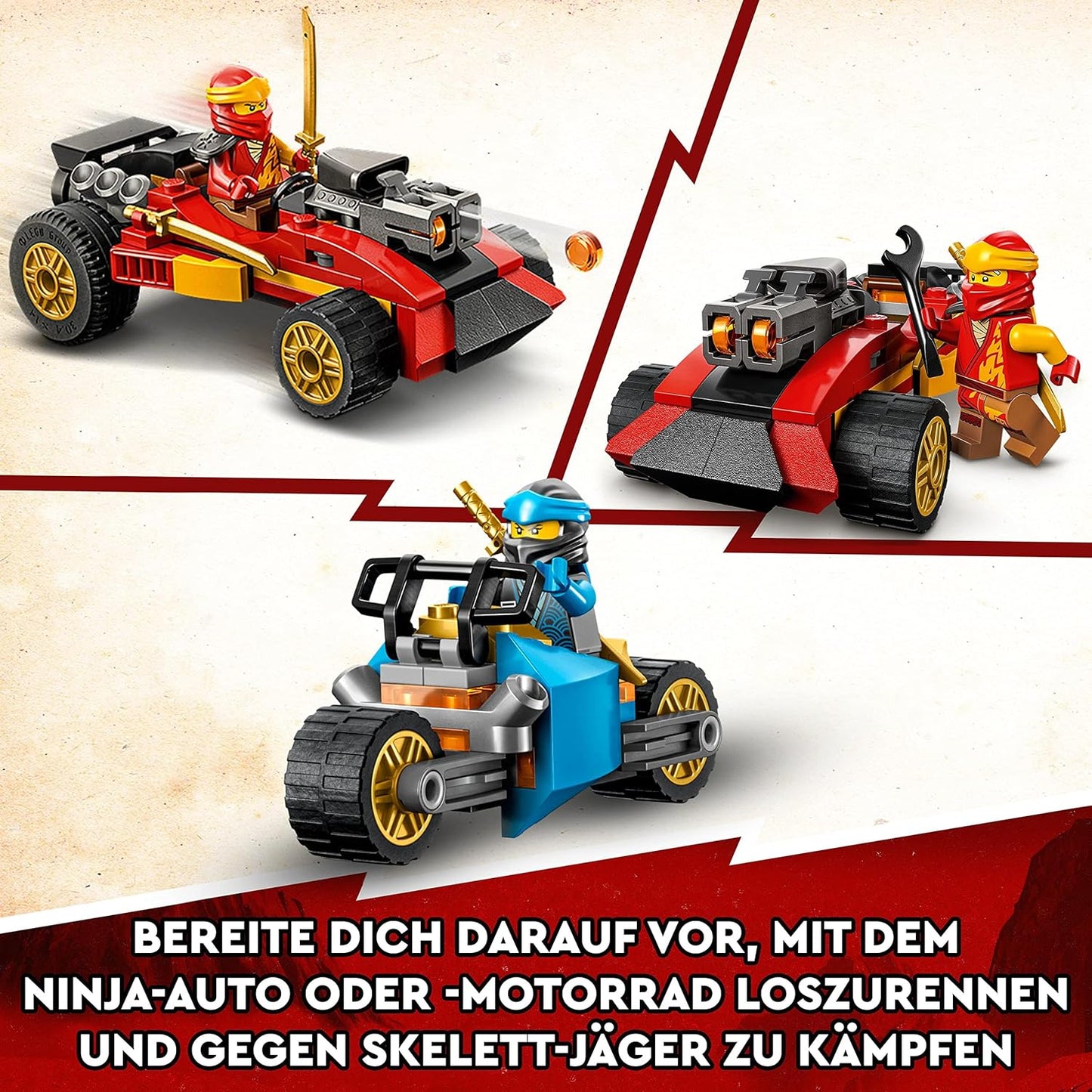 LEGO Ninjago Creative Ninja Bricks Box, Toy Storage Box with Ninja Car and Motorcycle, Dojo and Mini Figures for Children from 5 Years, 71787