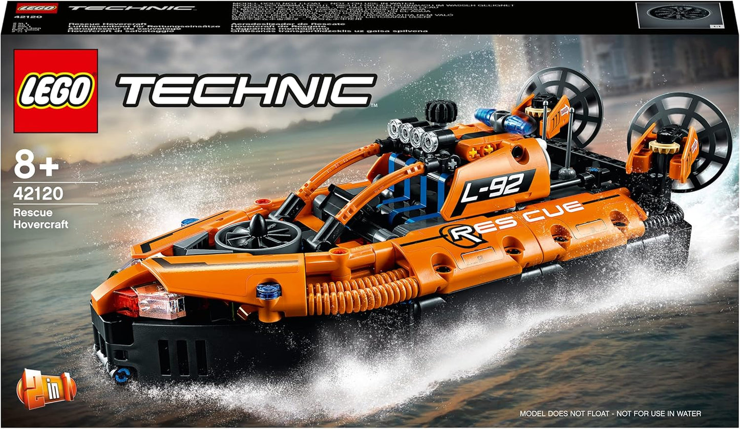 LEGO 42120 Technic Air Cushion Boat for Rescue Operations, 2-in-1 Model, Construction Kit for Boys and Girls, Toy from 8 Years