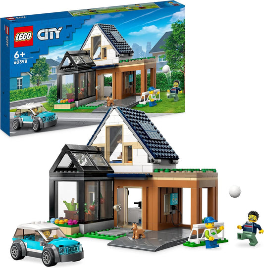 LEGO 60398 City Family House with Electric Car, Dollhouse Set with Toy Car and Accessories, Building with Modules, Modular Construction Toy for Children from 6 Years