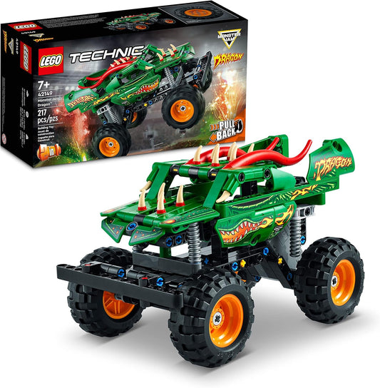 LEGO Technic Monster Jam Dragon Monster Truck Toy for Boys and Girls, 2-in-1 Racing Car Toy for Off-Road Stunts, Kids Birthday Gift Idea, Great Activity for Kids, 42149