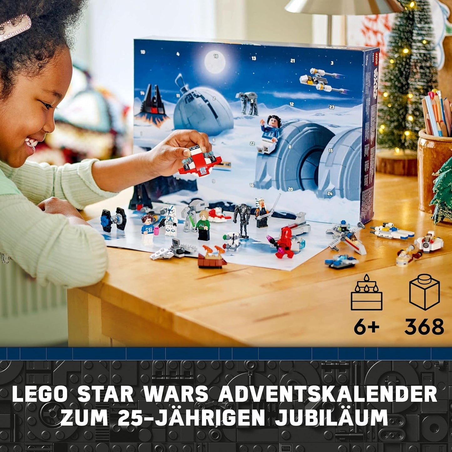 LEGO Star Wars Advent Calendar 2024 for Kids, 18 Collectible Mini Build Toys, 6 Characters, Christmas Holiday Gift Idea for 6 Plus Year Old Boys, Girls and Fans 75395