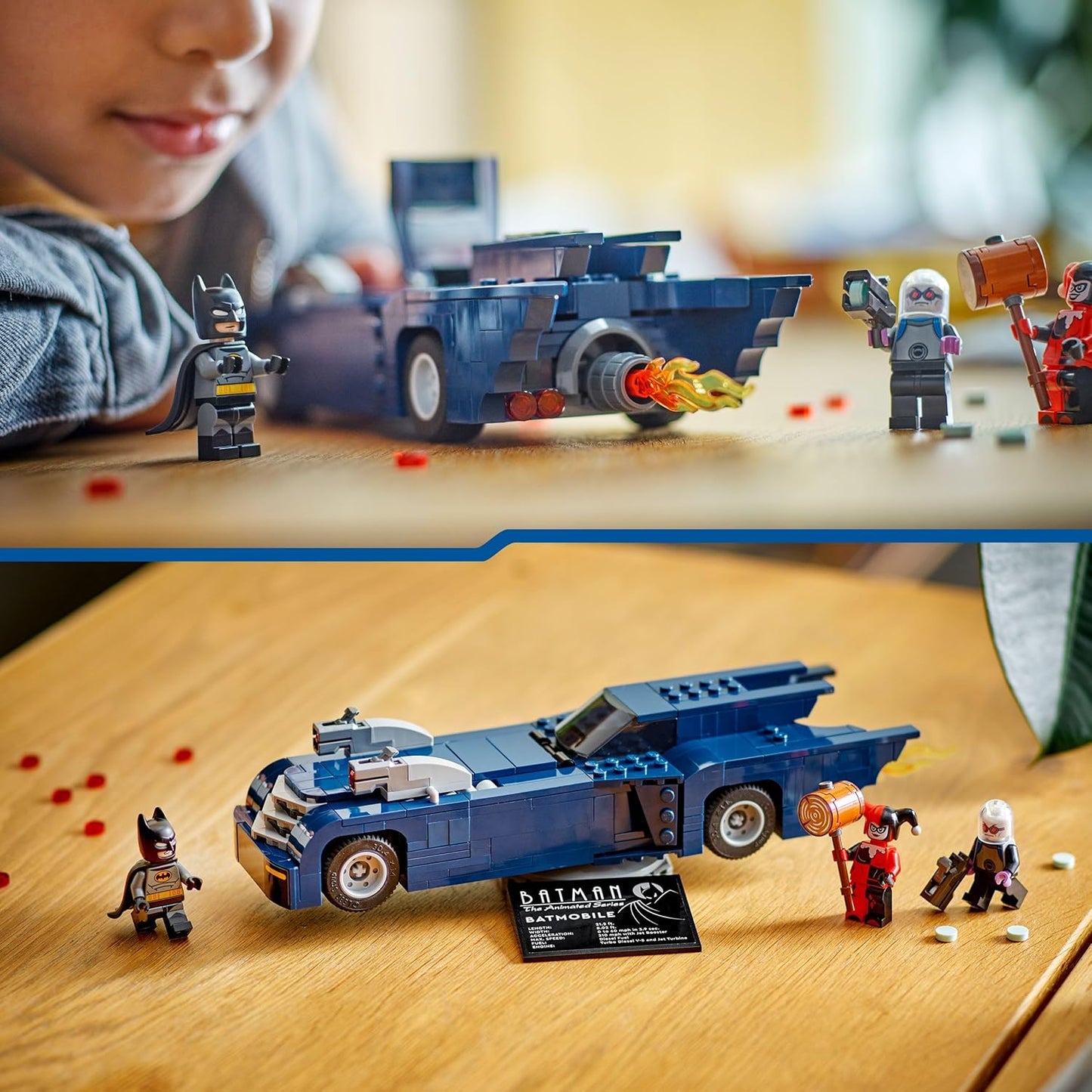 LEGO DC Batman: Batman in Batmobile vs. Harley Quinn and Mr. Freeze Toy Car from the Cartoon Series for Children, Gift for Boys and Girls from 8 Years 76274