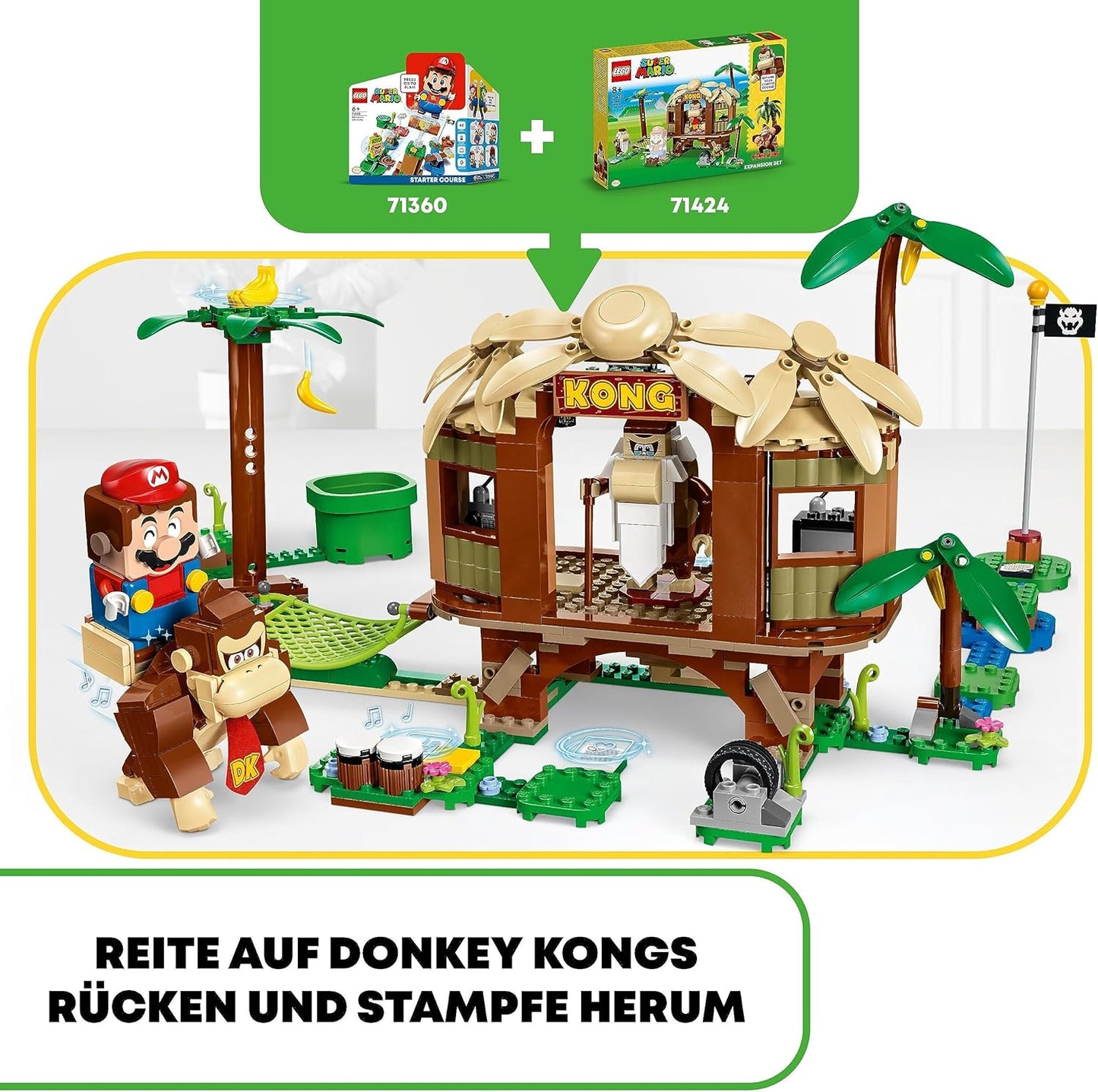 LEGO Super Mario Donkey Kongs Tree House - Expansion Set, Buildable Tree House Toy with 2 Figures to Combine with a Starter Course, Playset for Children, Boys and Girls from 8 Years, 71424