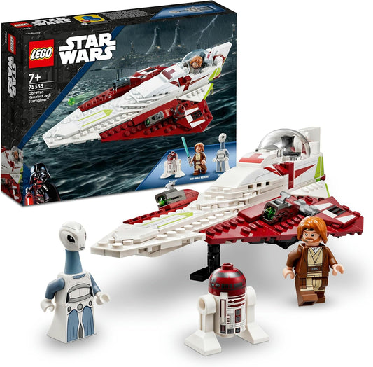 Lego Star Wars Obi-Wan Kenobis Jedi Starfighter, Building Toy with Taun We, Droid Figure and Lightsaber, Attack of the Clone Warrior Set 75333