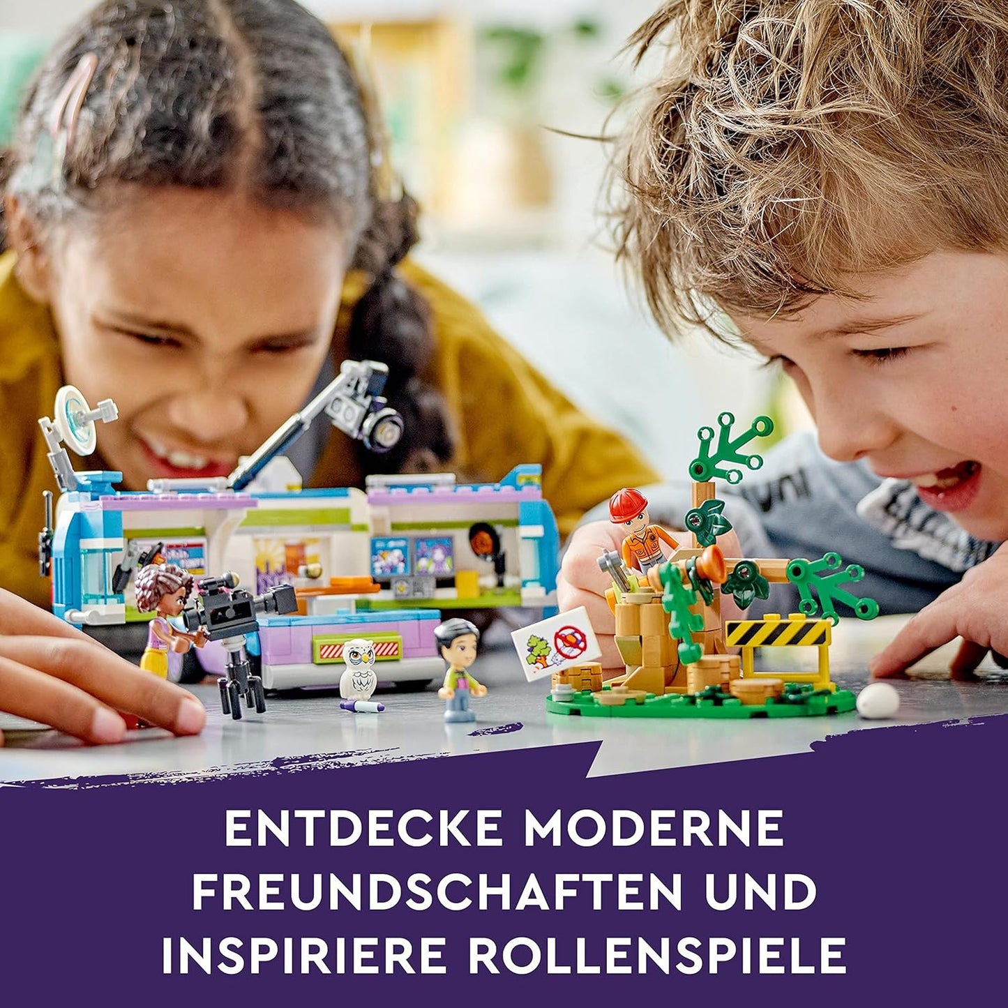 LEGO 41749 Friends Nachrichtenwagen, Tierrettung-Spielzeug-Set, Nachrichten filmen und berichten mit Spielzeug-LKW, Eulen-Figur & Aliya Mini-Puppe, Geschenk für Mädchen, Jungen und Kinder ab 6 Jahren