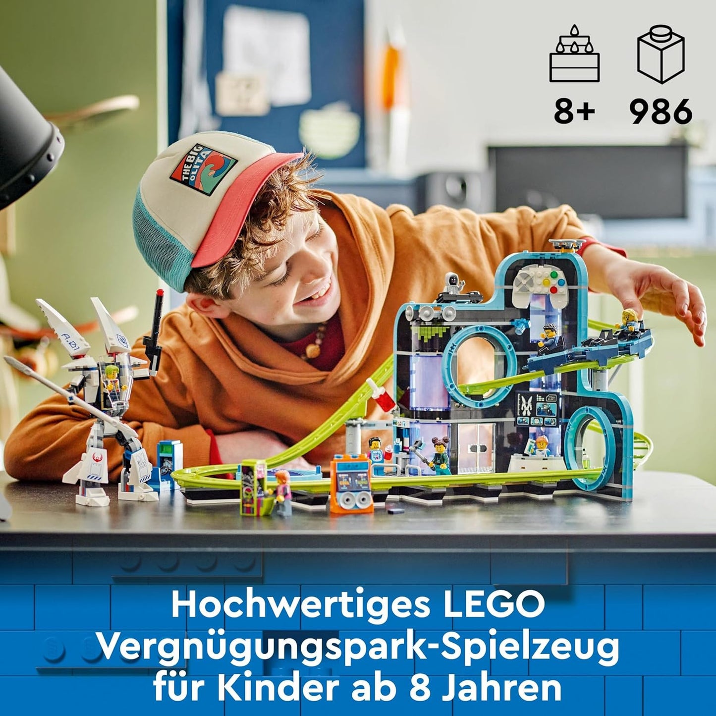 LEGO City Roller Coaster with Robot Mech, Toy Amusement Park, Play Set for Boys and Girls from 8 Years, Gift for Creative Children 60421