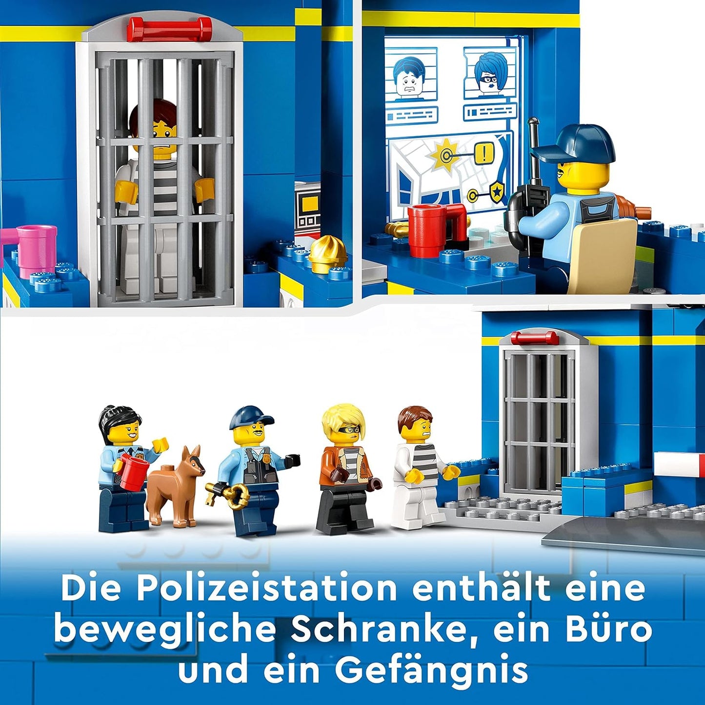 LEGO 60370 City Breakout from the Police Station Playset, Police Car Toy and Motorcycle for Children from 4 Years, Police Toy with Prison Building and 4 Mini Figures