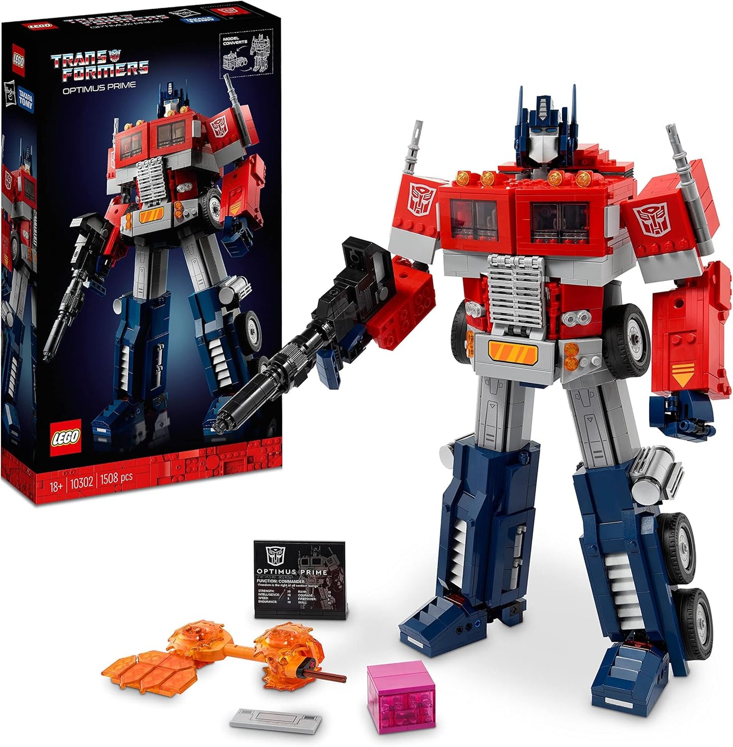 LEGO 10302 Icons Optimus Prime Set, 2-in-1 Robot Figure and Truck Model, Transformers Toy Model Kit for Adults, Birthday or Christmas Gift for Men, Women, Him and Her