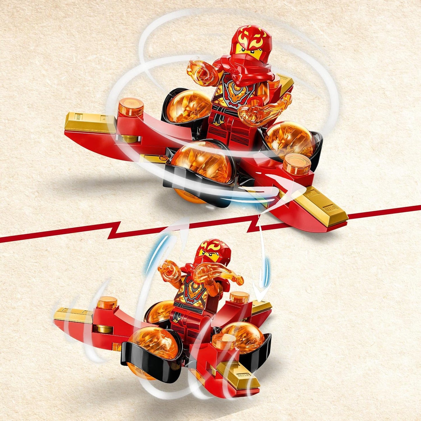 LEGO 71777 Ninjago Kais Dragon Power Spinjitzu Flip Toy, Spinner with Art Pieces, Mini Figure Kai for Collecting, Small Gift for Children from 6 Years