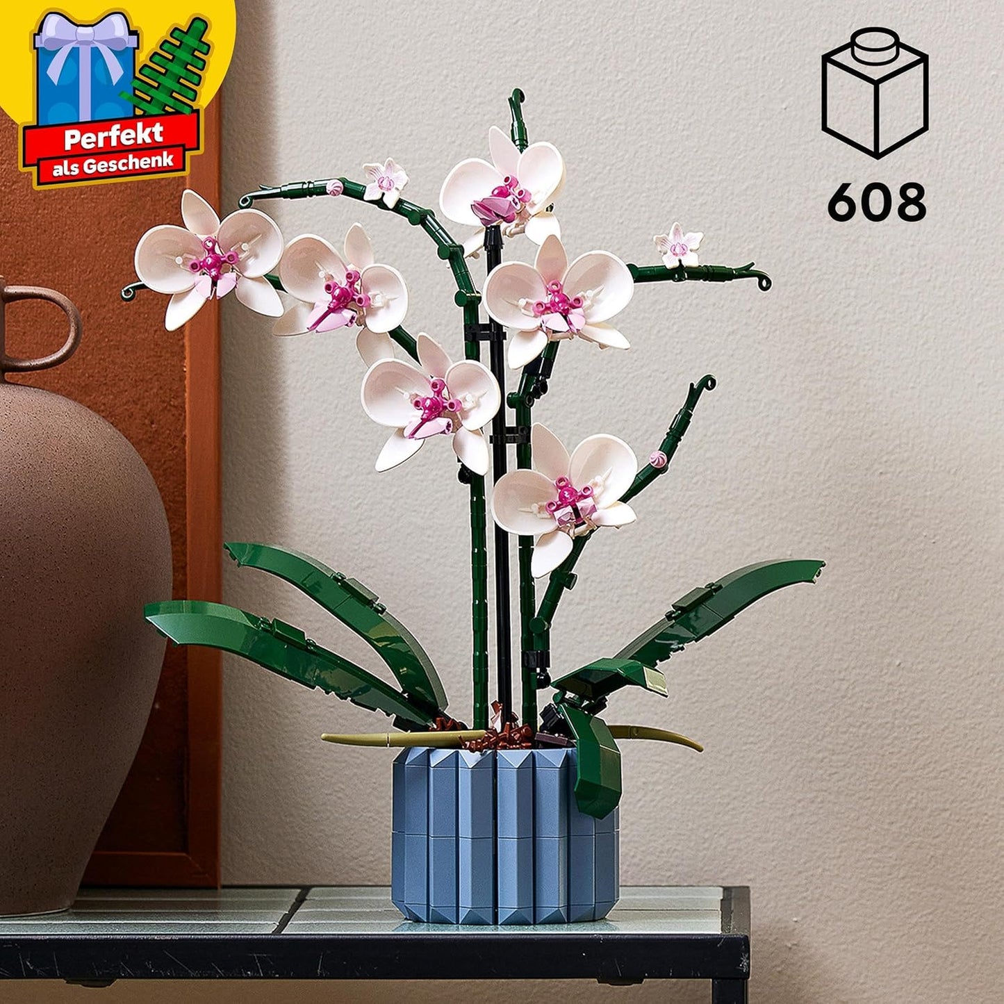 Lego Icons Orchid, Artificial Plant Set with White and Pink Flowers, Model Kit for Adults, Home and Room Decoration, Botany Collection, Gifts for Wife or Husband, Him and Him 10311