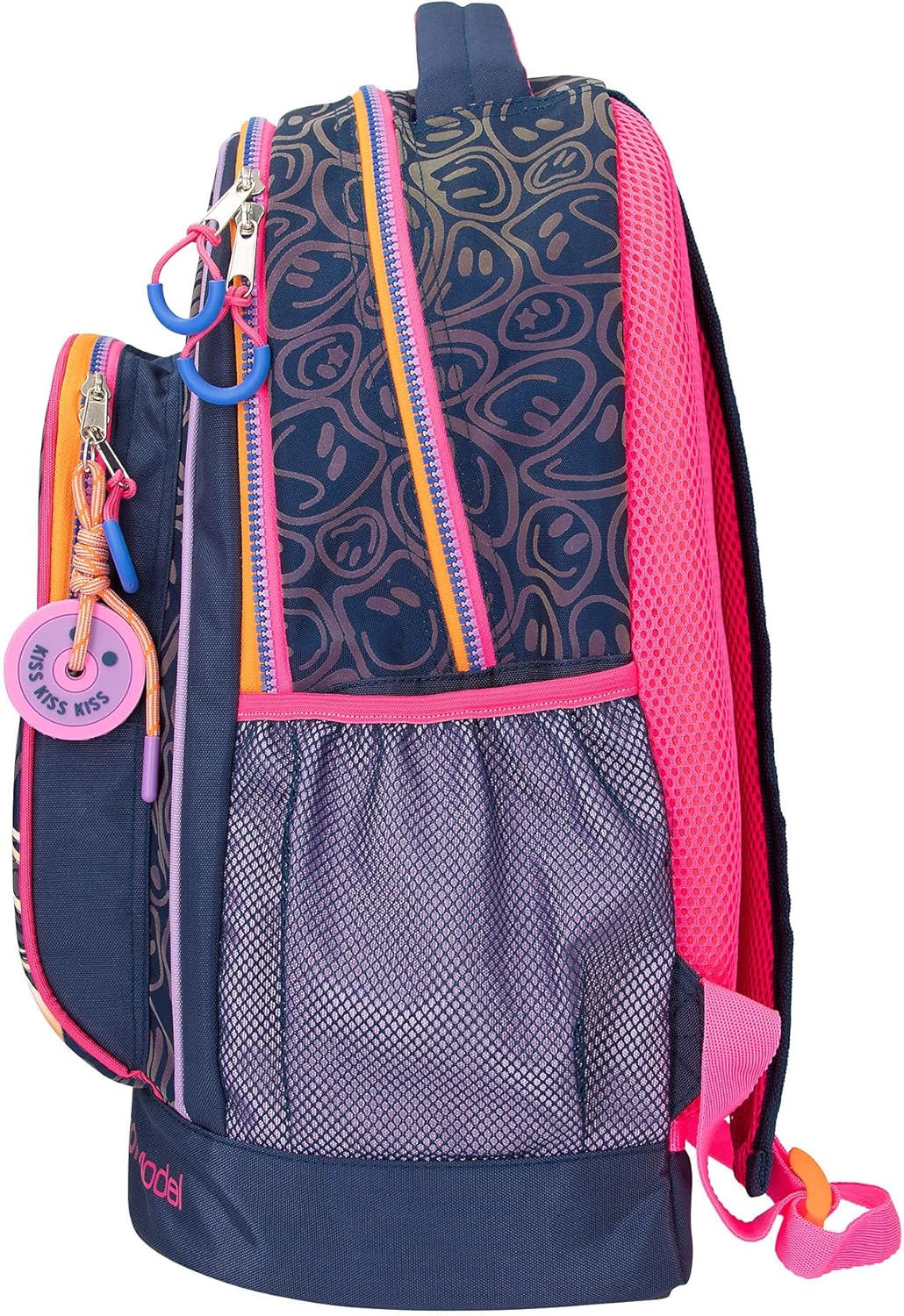 Depesche 12739 TOPModel Night Light School Backpack in Dark Blue with Model Motif, School Bag with Adjustable Straps and Pendant, multicoloured, Modern