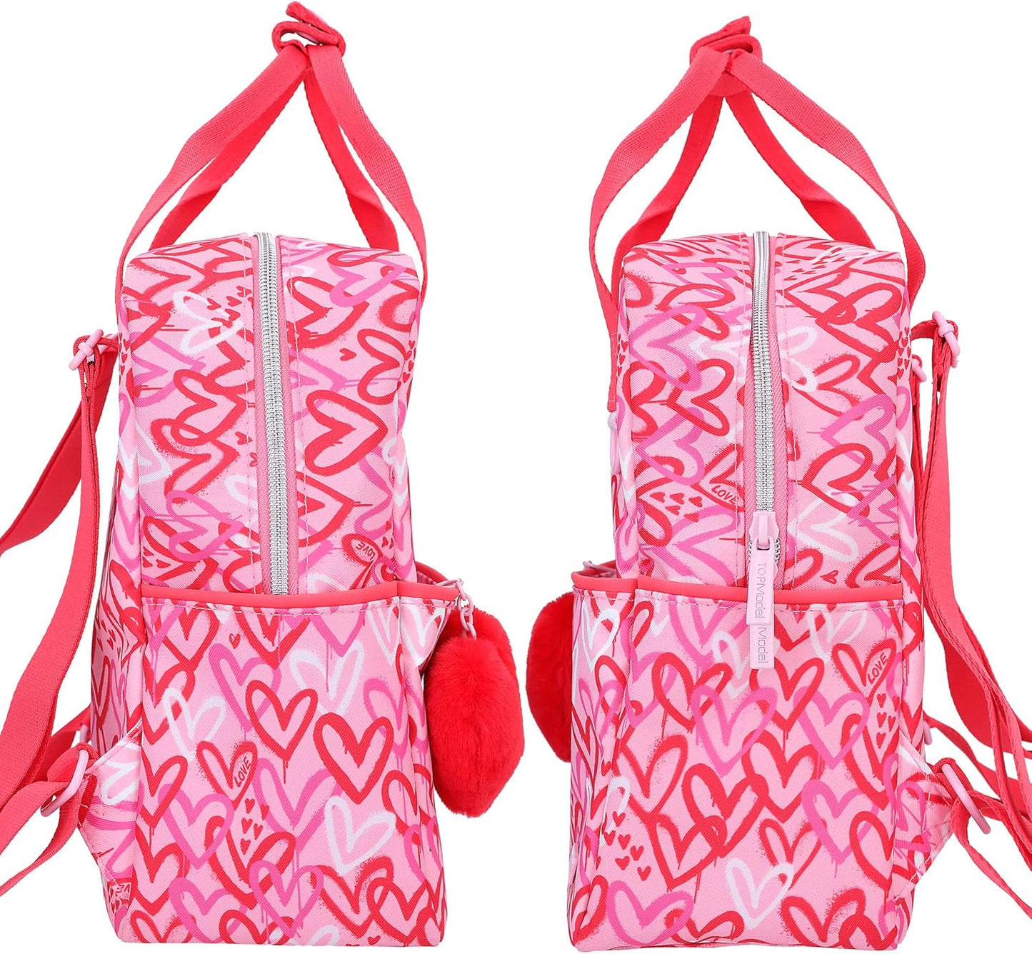 Depesche 12232 TOPModel One Love Backpack for Children in Red and Pink with Plush Heart, Bag with Adjustable Straps and Pendant, Multi-Colour