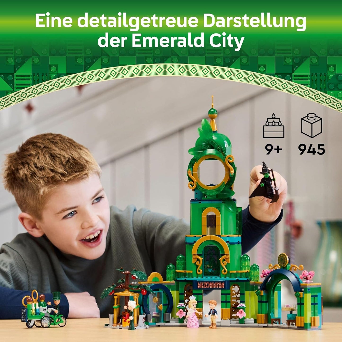 LEGO Wicked Welcome to Emerald City Toy with Tower, Glinda and Elphaba Mini Dolls, Gift for Fans of the Film and Girls and Boys from 9 Years Who Love Dollhouses 75684