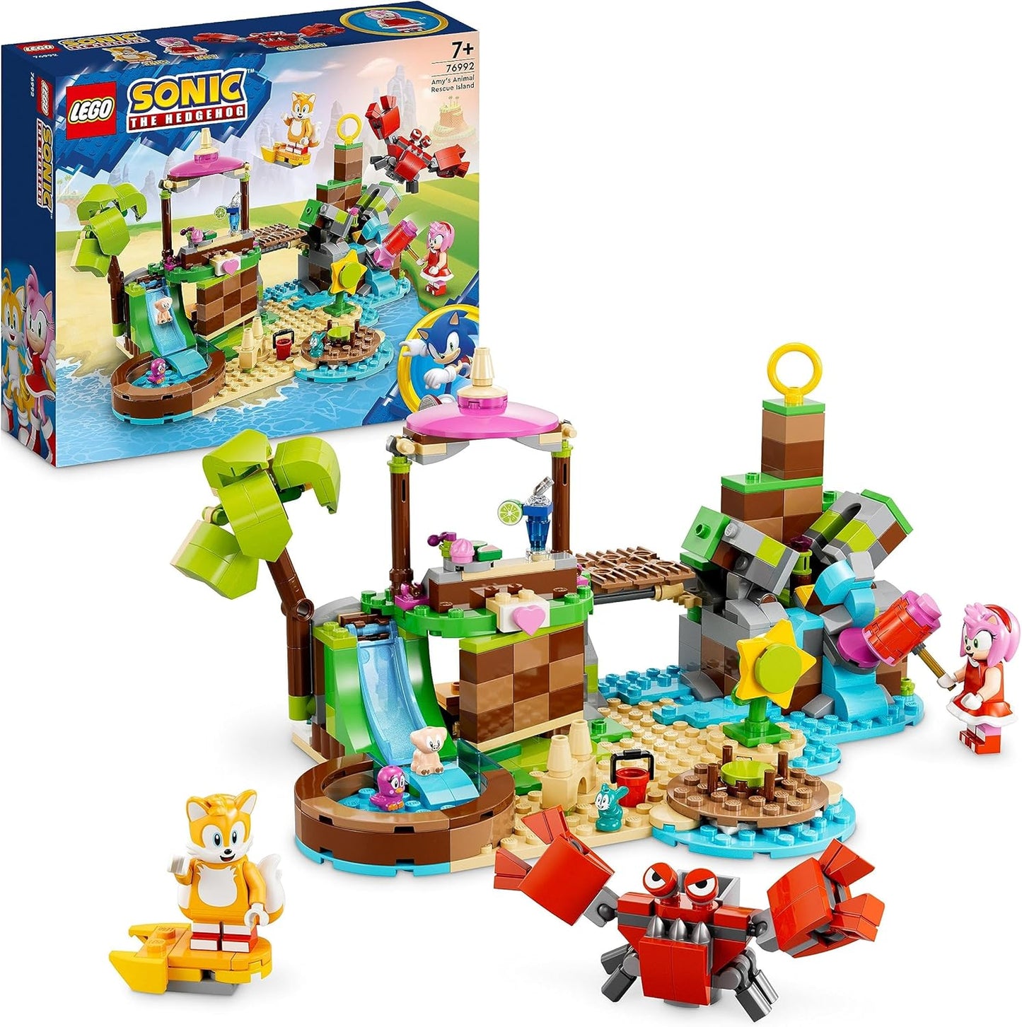 LEGO Sonic The Hedgehog Amys Animal Rescue Island Toy Set, Buildable Game with 6 Characters Including Amy & Tails Figures, Gifts for Children, Boys and Girls from 7 Years 76992