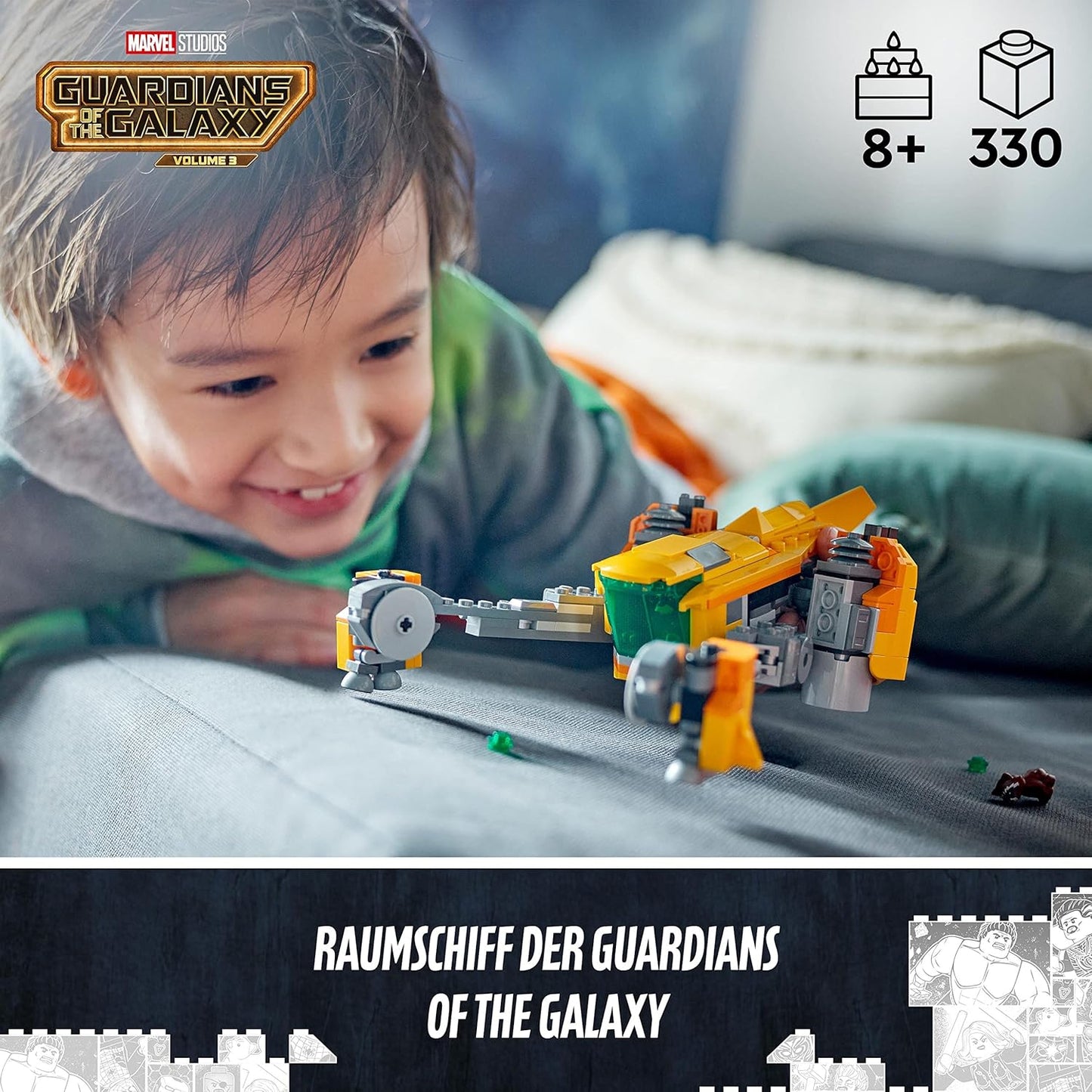 LEGO 76254 Marvel Baby Rockets Ship, Guardians of The Galaxy Volume 3 Building Toy for Kids with Superhero Mini Figure and Spaceship, Space Set