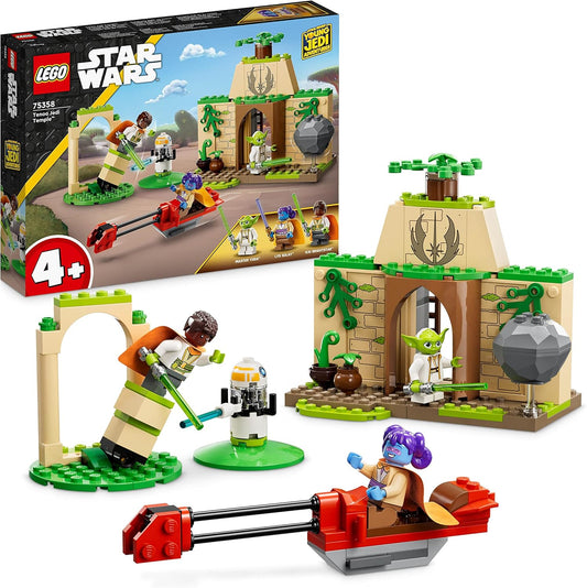 LEGO 75358 Star Wars Tenoo Jedi Temple, Game Set for Beginners with Mini Figures LYS Solay, Kai Brightstar, Master Yoda, Includes Speeder Bike and Lightsabers for Children from 4 Years