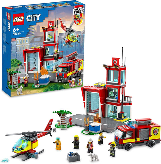 LEGO 60320 City Fire Station, Fire Station Toy for Children from 6 Years with Garage, Fire Engine and Helicopter, Fire Station Toy for Boys and Girls