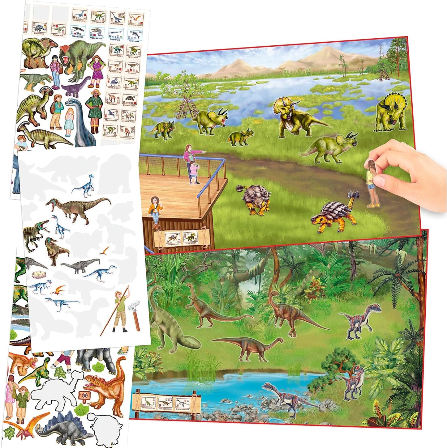 Depesche 12752 Sticker Album "Create Your Dino Zoo", Sticker Book with Cool Dinosaur Motifs and 191 Stickers, Approx. 22 x 30 x 0.5 cm, Small