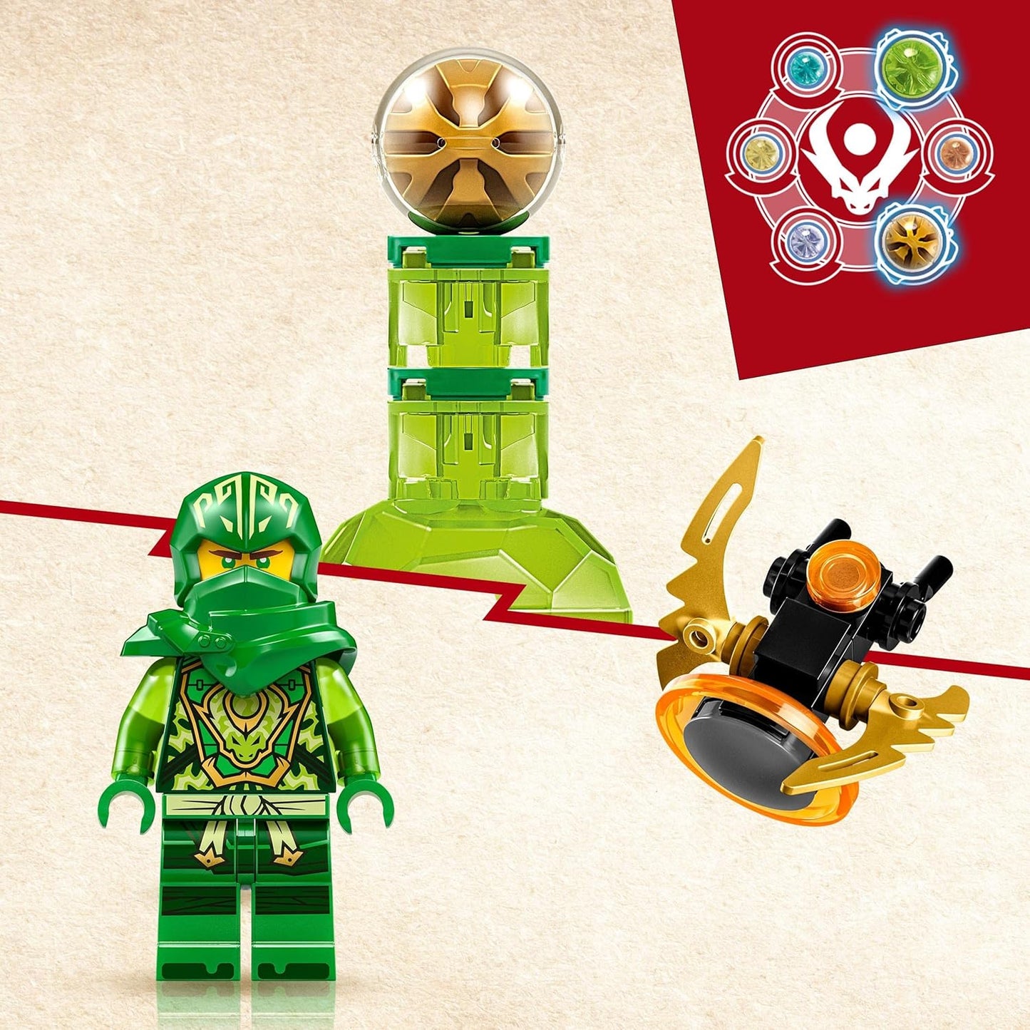 LEGO 71779 Ninjago Lloyds Dragon Power Spinjitzu Spin Toy, Spinner with Art Pieces, Lloyd Collectable Mini Figure, Small Gift for Children from 6 Years