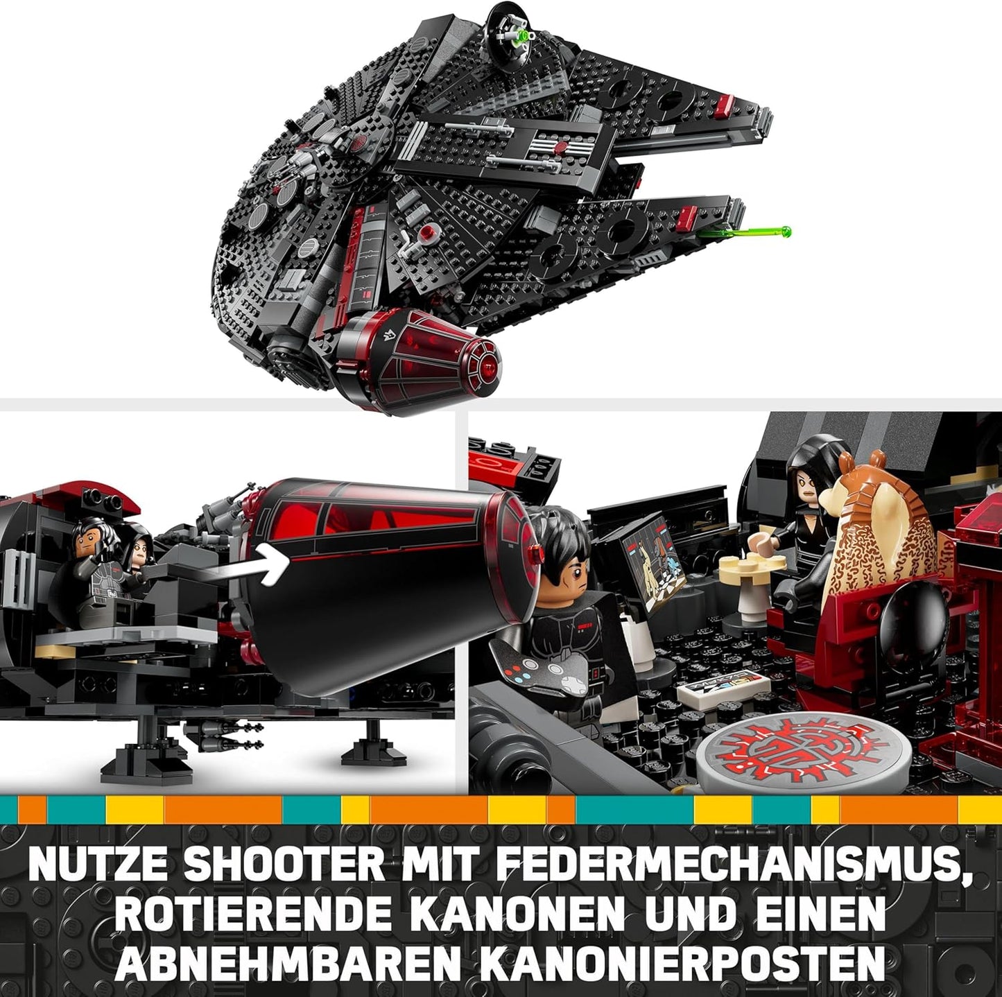 LEGO Star Wars Dark Millennium Falcon, Starship Set, Building Toy for Children, Birthday Gift for Boys, Girls and Fans, Adventure Toy 75389