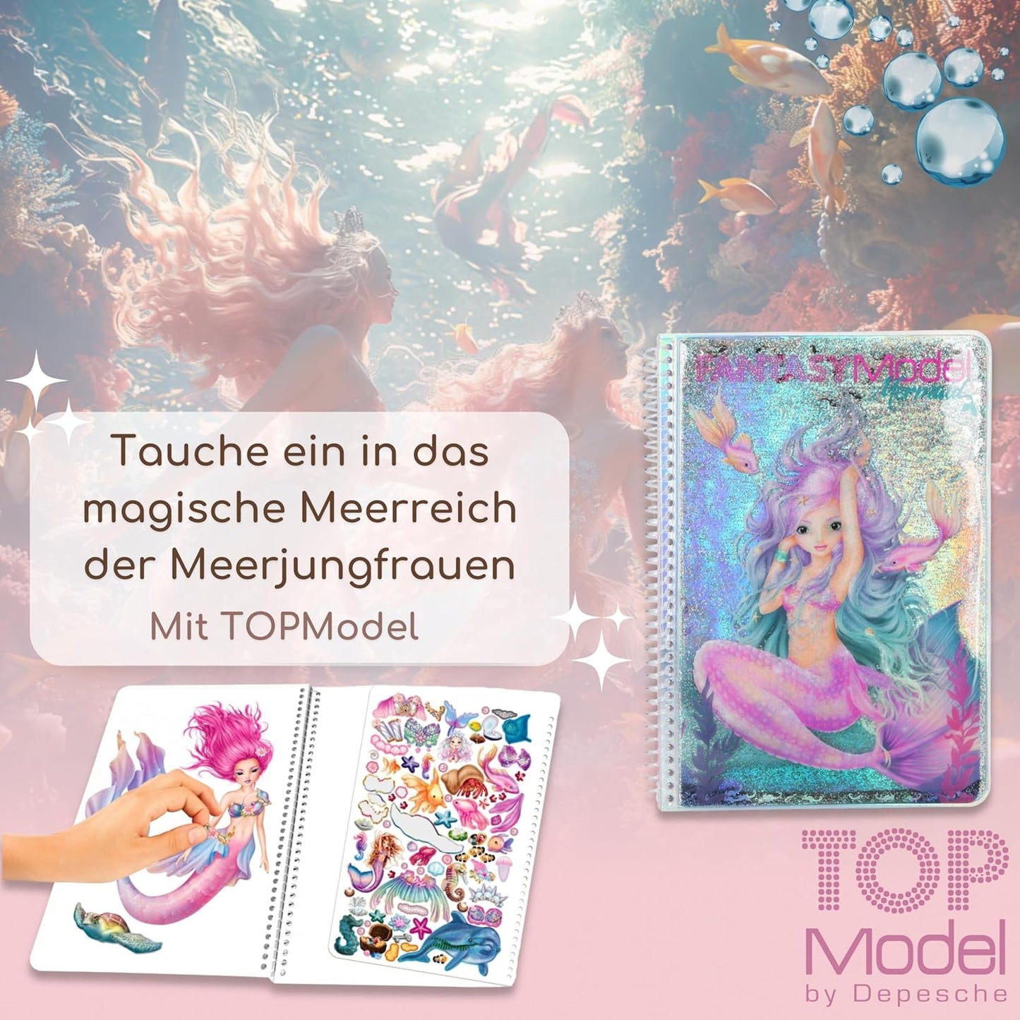 Depesche Fantasy Model Mermaid+TOPModel Beauty Fun Colouring Book - Creative Colouring Book for Fantasy and Styling!