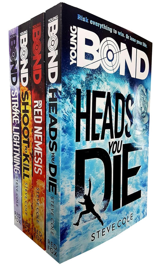 Young Bond Collection Steve Cole 4 Books Set (Strike Lightning, Shoot to Kill, Heads You Die, Red Nemesis) Books for Young Adults