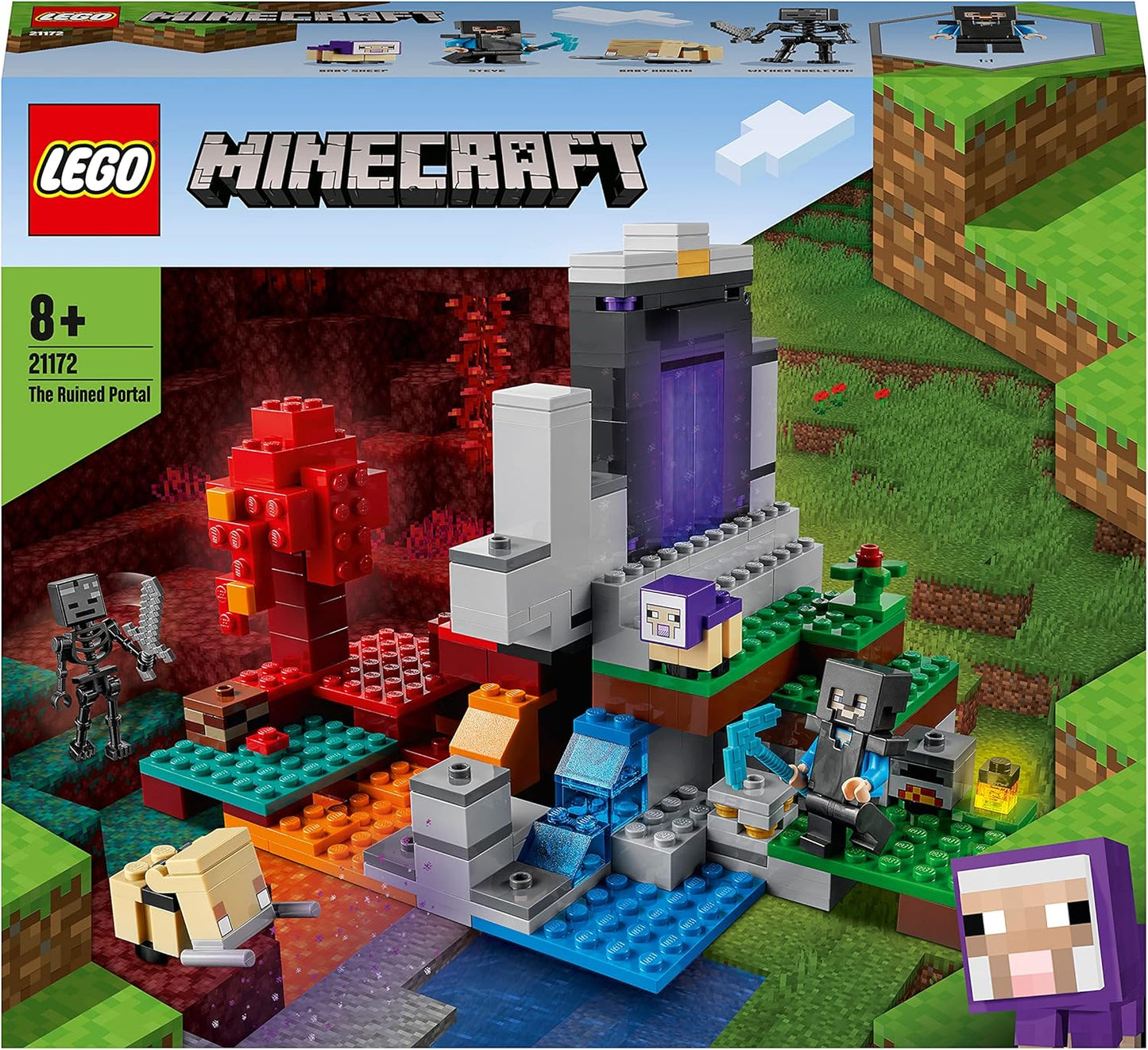 LEGO 21172 Minecraft The Destroyed Portal Minecraft Toy Set for Boys and Girls from 8 Years with Figures from the Video Game