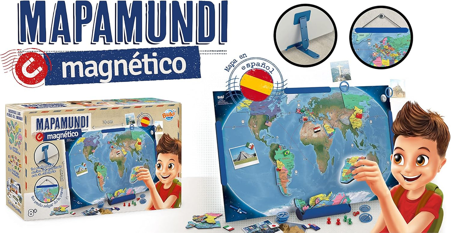 Buki France 7346ES Magnetic World Map Spanish Version, Multi-Colour