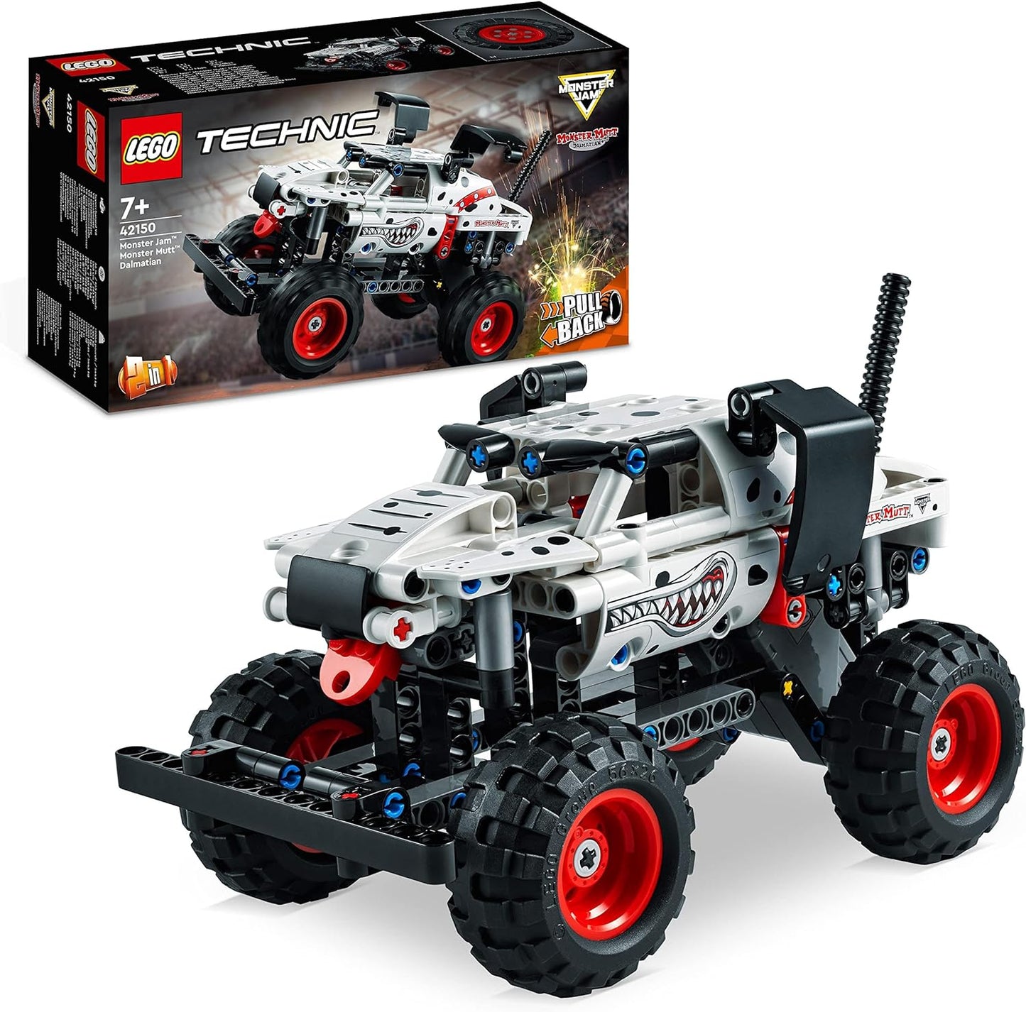 LEGO 42150 Technic Monster Jam Monster Mutt Dalmatian, Monster Truck Toy for Boys and Girls, Racing Toy with Pull-Back Motor