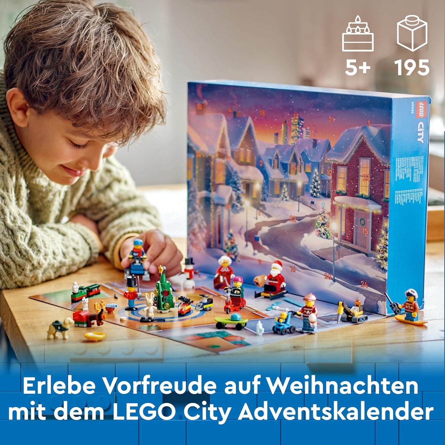 LEGO City Advent Calendar 2024, Advent Gift for Children from 5 Years, 24 Surprises, Mini Figures in Christmas Jumpers, Santa Claus and Wife Santa, Christmas Gift 60436