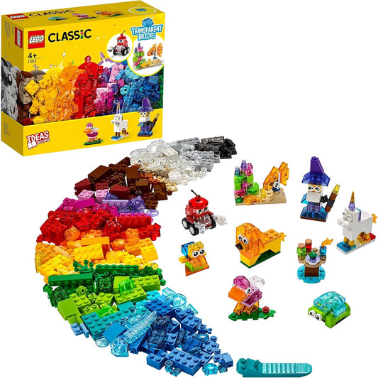 LEGO 11013 Classic Creative Building Set with Clear Stones, with Lion, Bird and Tortoise, Construction Toy Made of Building Blocks from 4 Years