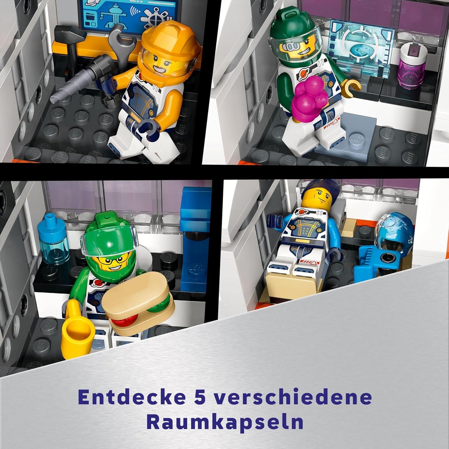 LEGO City Weltraum Modulare Raumstation, Raumschiff Modell mit Weltraumfahrzeugen, Geschenk für Kinder, Jungen und Mädchen ab 7 Jahren, Modulare Forschungsstation mit 6 Astronaut-Figuren 60433