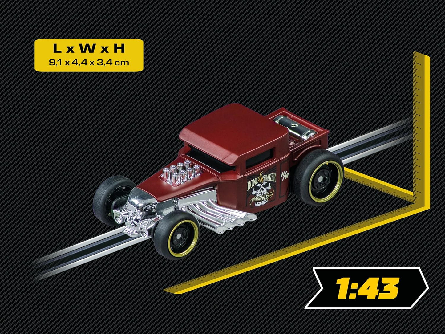 Carrera - 20064222 - Carrera GO Bone Shaker Slotcar I Scale 1:43 I Official by Hot Wheels I Ideal for Boys & Girls from 6 Years & Racing Enthusiasts I Perfect for Car Racing Track & Spectacular Stunts