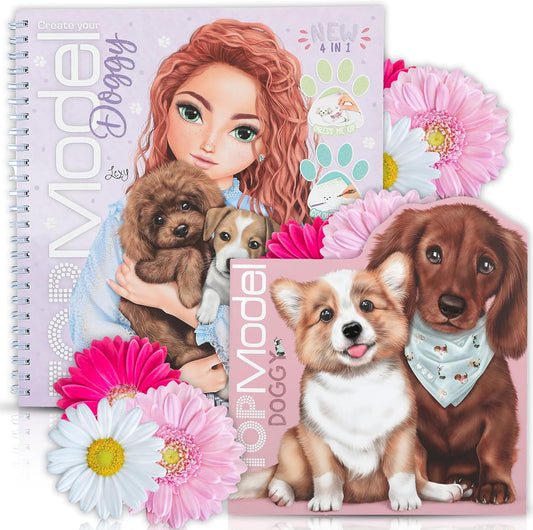 TOPModel Create Your Doggy Colouring Book + TOPModel Figural Colouring Book Kitty and Dog - Creative Colouring and Design for Animal Lovers with Cute Dogs and Cats, Ideal for Little Artists