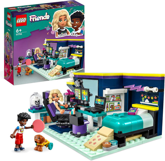 LEGO 41755 Friends Novas Room Gaming Toy with Zac Mini Doll and Pickle the Dog, Small Gifts for Children from 6 Years, 2023 Series Figures