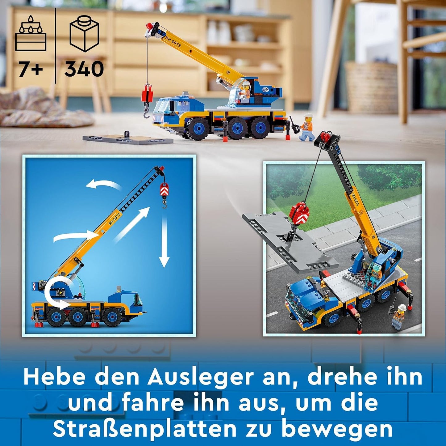 LEGO 60324 City Off-Road Crane, Mobile Crane, Truck Toy, Children's Toy for Boys and Girls from 7 Years, Construction Vehicle Construction Kit