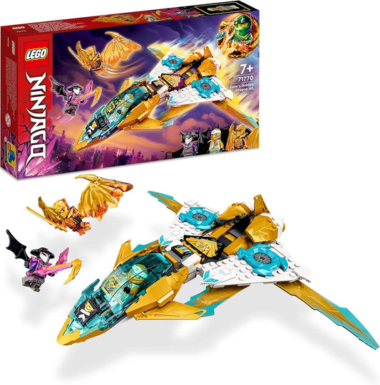 LEGO 71770 Ninjago Zanes Gold Dragon Jet Set with Toy Aeroplane and Cole and Zane Mini Figures, Great Birthday Gift for Children from 7 Years, Multicoloured