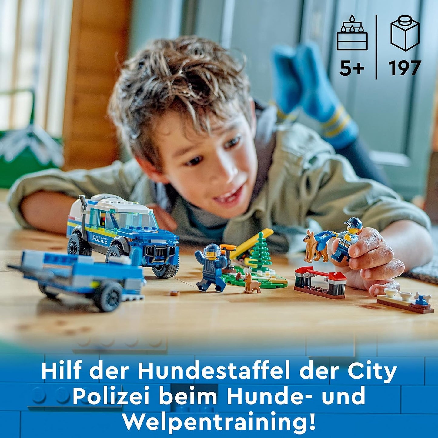 LEGO City Mobiles Polizeihunde-Training, Polizeiauto-Spielzeug mit Anhänger, Hunde- und Welpenfiguren, Tier-Set für Kinder ab 5 Jahren 60369