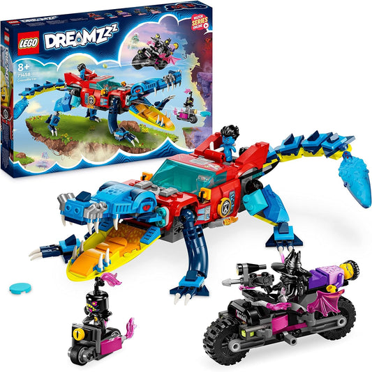 LEGO DREAMZzz 2-in-1 Crocodile Car Set as Monster Truck or Crocodile Toy Car, with Mini Figures Cooper, Jayden and Night Hunter, Creative Gift for Children, Boys, Girls from 8 Years 71458