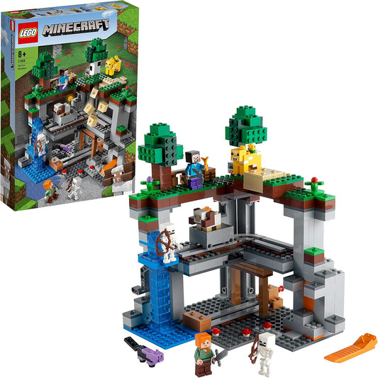 Lego 21169 Minecraft The First Adventure toy, nether play set with Steve, Alex, 2 skeletons, dyed cat, moobloom and horned sheep