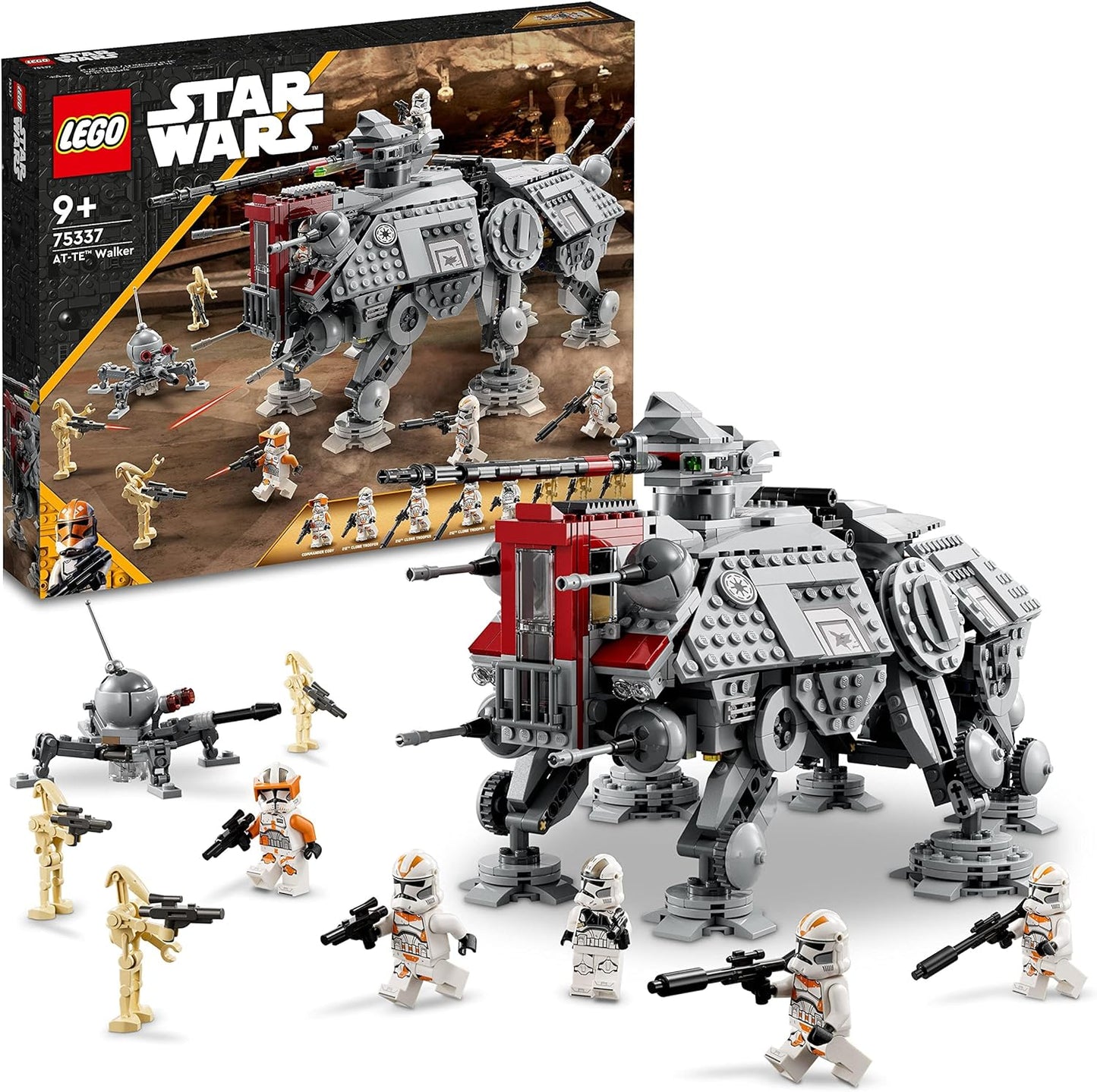 LEGO Star Wars at-TE Walker, Movable Toy Model Set with Mini Figures Including 3 Clone Soldiers, Battle Droids and Dwarf Spider Droids 75337