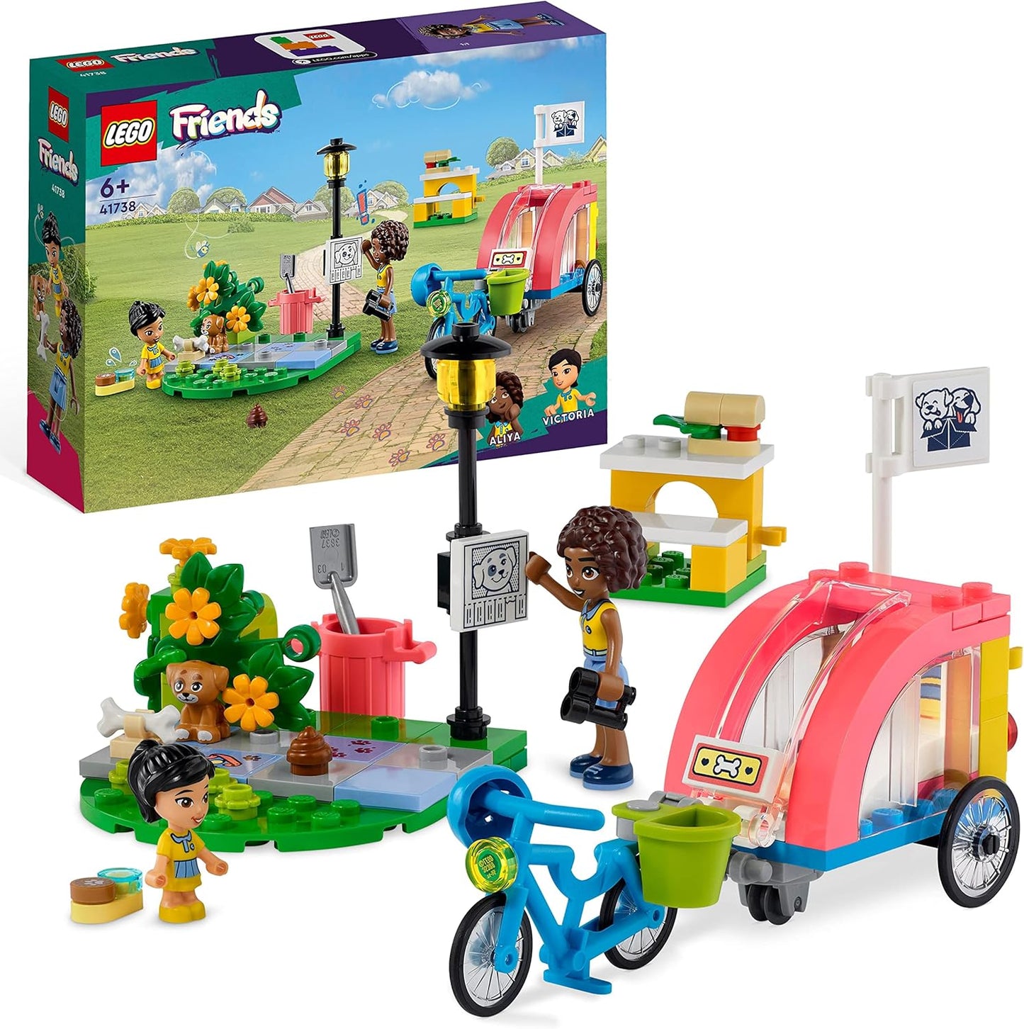 LEGO 41738 Friends Dog Rescue Bike, Animal Rescue Toy with Puppy Animal Figures and Mini Dolls from 2023 for Children from 6 Years, Animal and Puppy Care