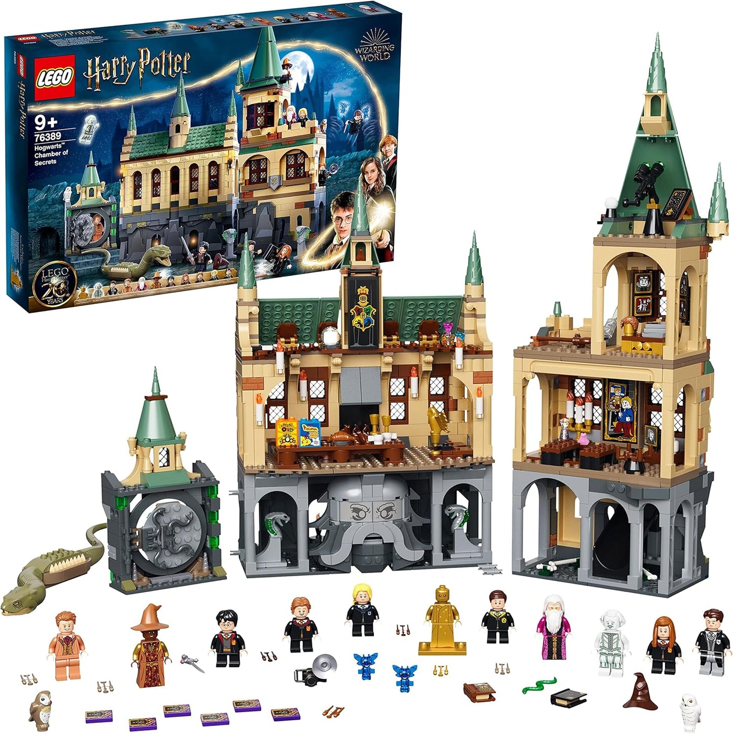 LEGO Harry Potter Hogwarts Chamber of Secrets Set, Castle Toy with Golden Voldemort Mini Figure, Basilisk Animal Figure and Iconic Rooms such as the Great Hall, Gift Idea for Children 76389