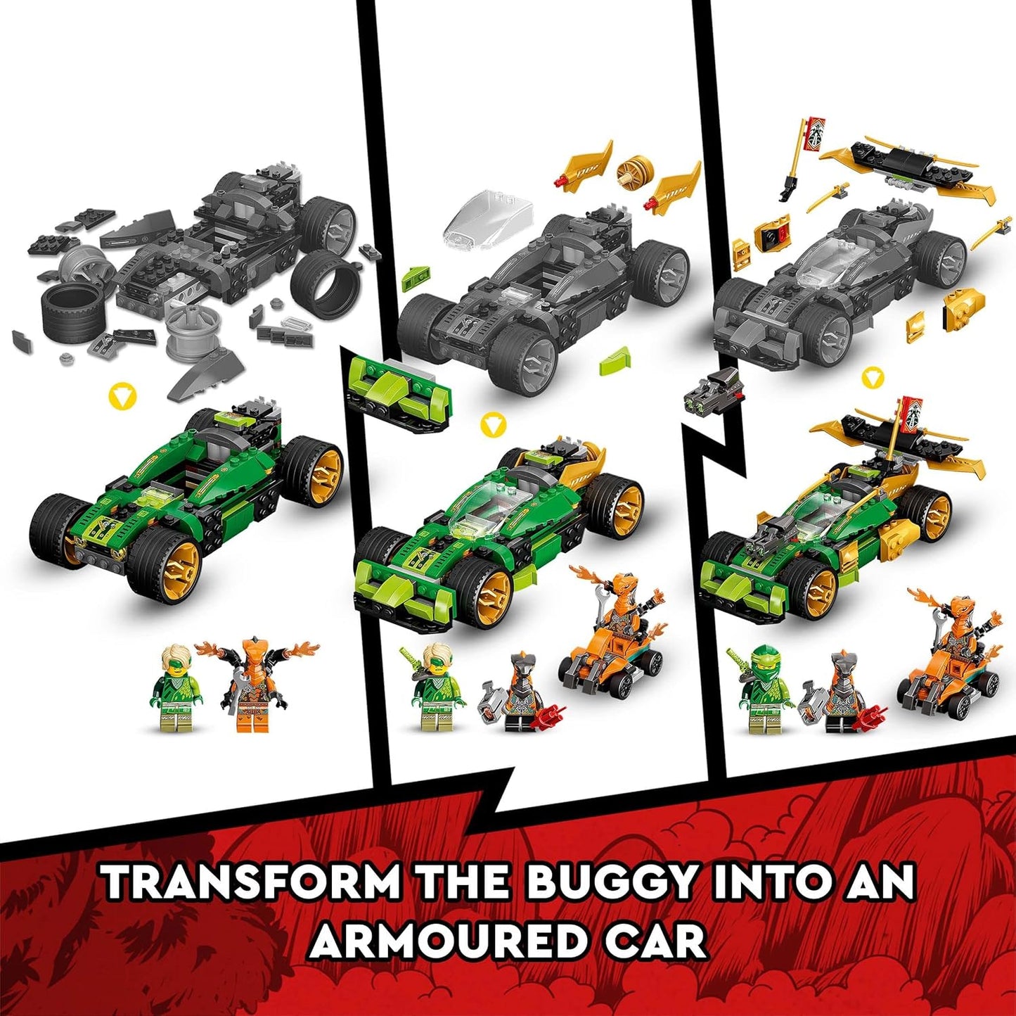 LEGO 71763 Ninjago Lloyds EVO Racing Car Toy from 6 Years with Racing Car and Snake Figures