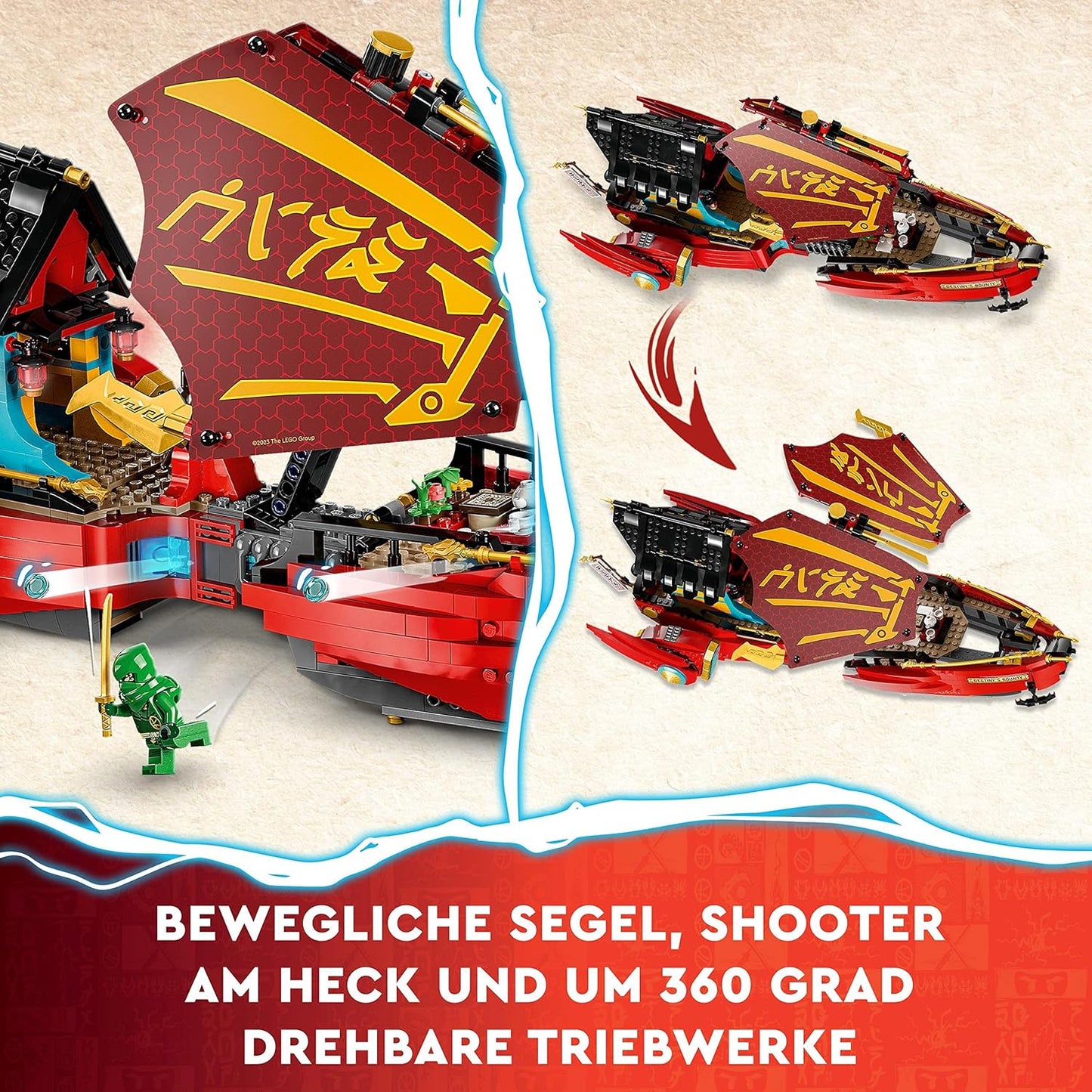 LEGO 71797 Ninjago Ninja Flight Sailor in Race with Time, Ninja Airship Toy Set with 2 Dragon Figures and 6 Mini Figures, 2023 Vehicle Set, Birthday Gift Idea for Children