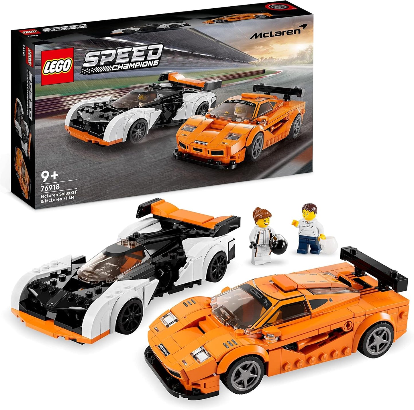 LEGO Speed Champions McLaren Solus GT & McLaren F1 LM, 2 Iconic Racing Car Toys, Hypercar Model Kit, Car Collectible, Gift Idea 76918